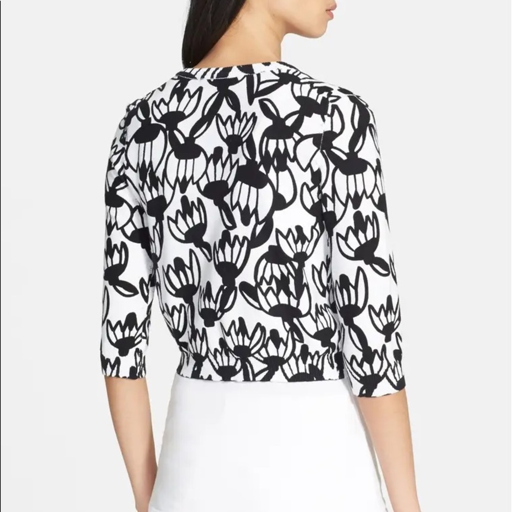 Tracy Reese Cropped Full Zip Floral Black Sweater XS - Picture 7 of 9